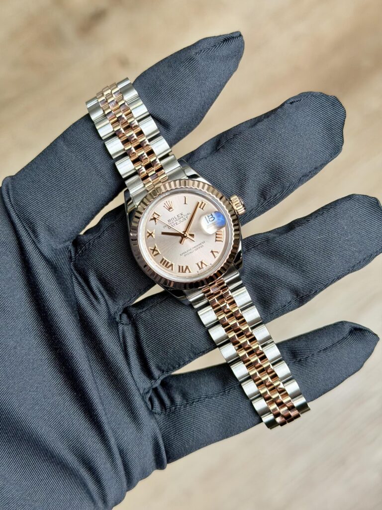 Rolex Datejust 28mm 2020 Rose Pink Sundust Roman Fluted Jubilee Preowned 279171