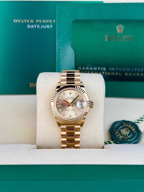 Rolex Datejust 28mm 2022 Champagne Star Diamond Fluted President Preowned 279178