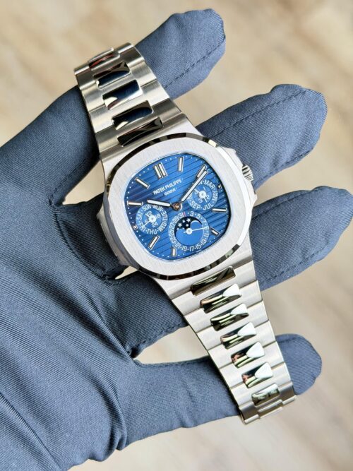 Patek Philippe Nautilus 40mm 2022 Blue Sunburst Index Preowned 5740/1G-001