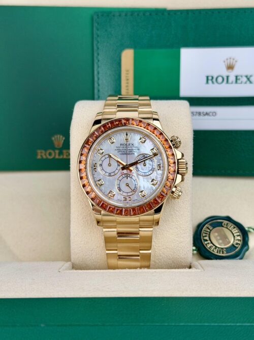 Rolex Daytona 2019 Orange Sapphire MOP Pearl Diamond Oyster 116578SACO