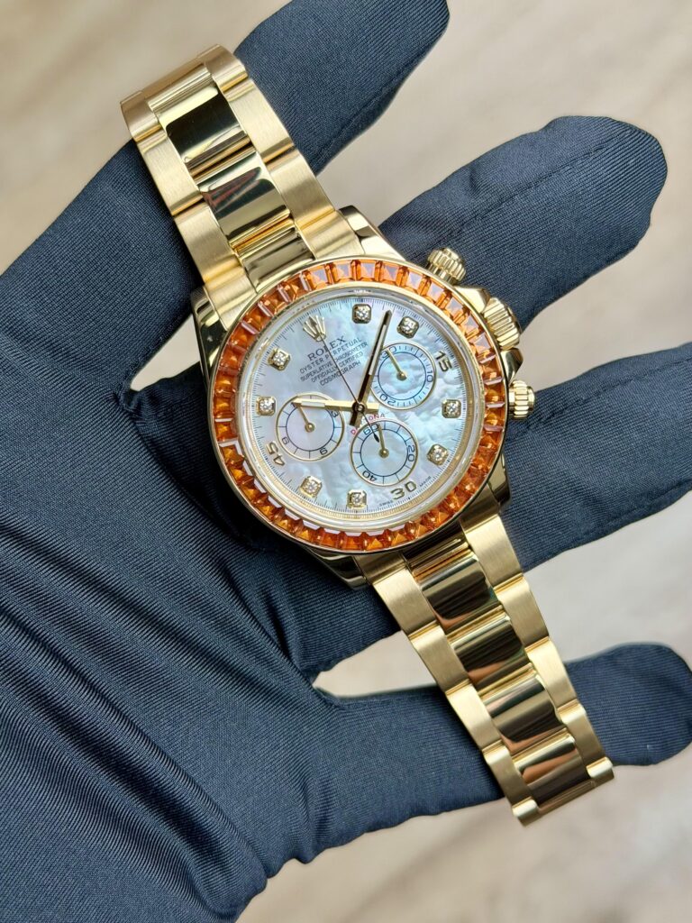 Rolex Daytona 2019 Orange Sapphire MOP Pearl Diamond Oyster 116578SACO