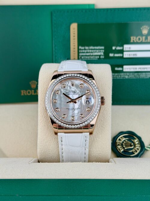 Rolex Datejust 36mm 2010 MOP Pearl Diamond Bezel Strap Preowned 116185
