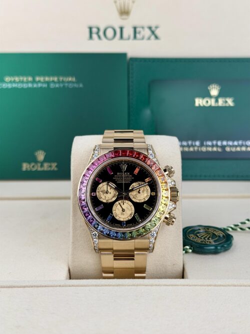 Rolex Daytona UNWORN 40mm Black/Champagne Rainbow Oyster 126598RBOW