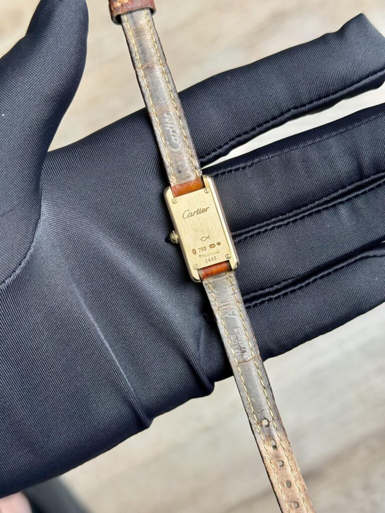 Cartier Tank W1529956 Gold Quartz Watch with Brown Alligator Strap