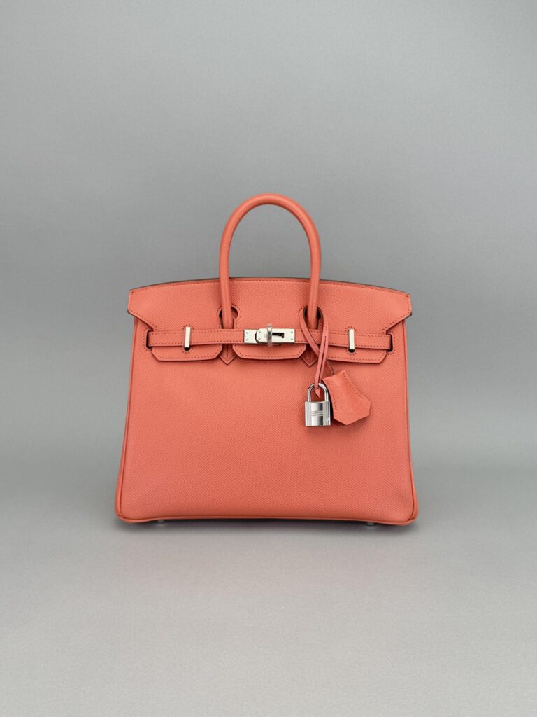 Hermes Birkin 25 Epsom Crevette Palladium Hardware Preowned Square R