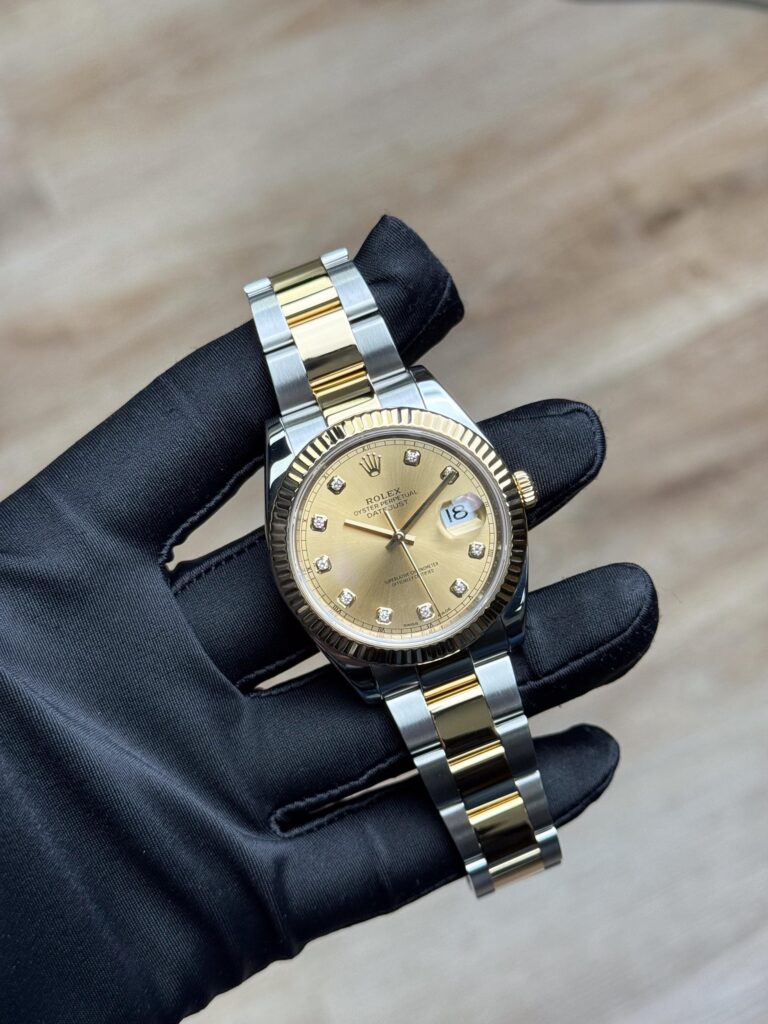 Rolex Datejust 41mm 2014 Champagne Diamond Fluted Oyster Preowned 116333
