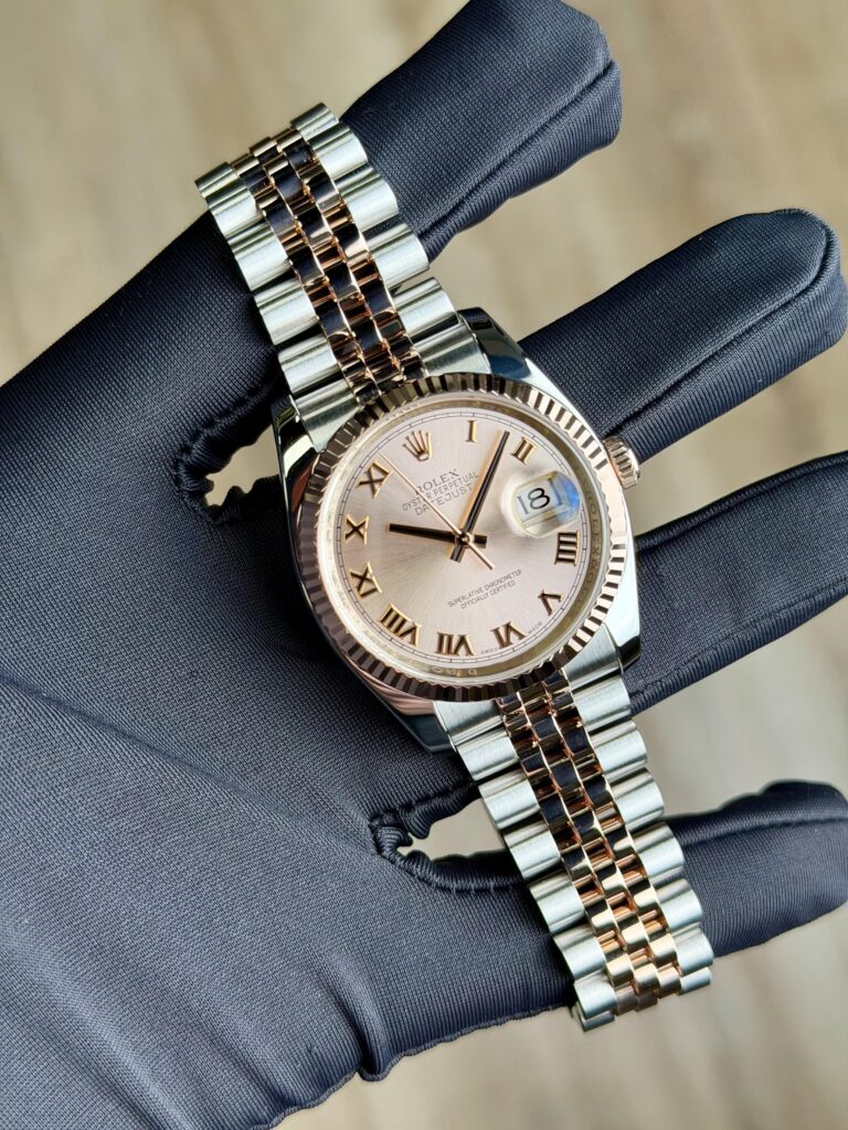 Rolex Datejust 36mm 2009 Rose Pink Roman Fluted Jubilee Preowned 116231