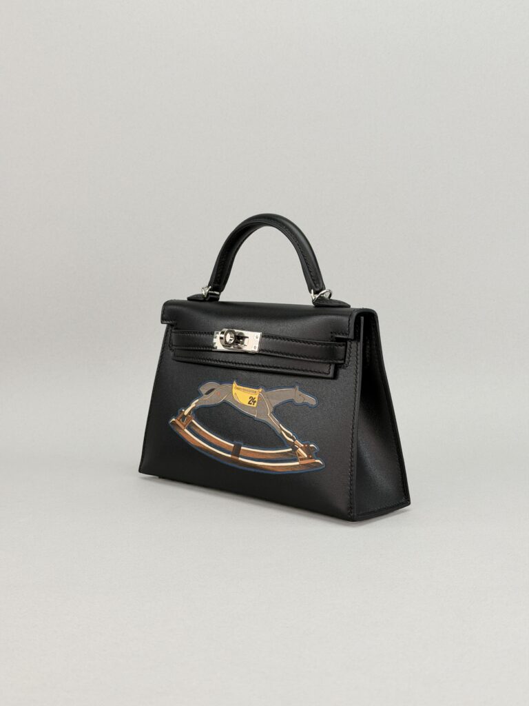 Hermes Mini Kelly 20 Cheval de Bois Tadelakt Black Palladium Hardware K Stamp