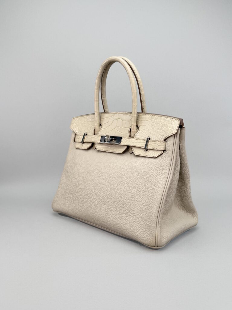 Hermes Birkin 30 Touch Alligator Togo Beton Palladium Hardware Unworn U Stamp