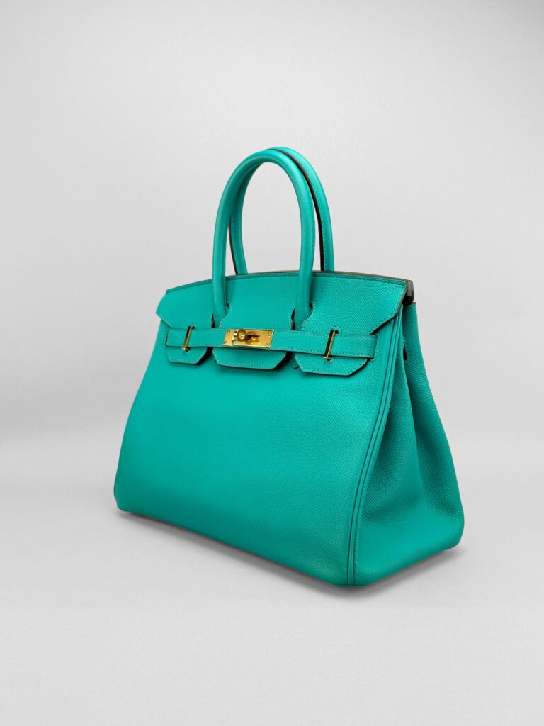 Hermes Birkin 30 Epsom Blue Paon Gold Hardware Preowned X Stamp