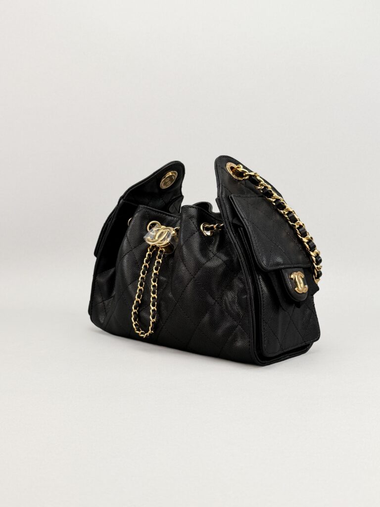 Chanel 25 Mini Calfskin Handbag Black Gold Hardware 2026