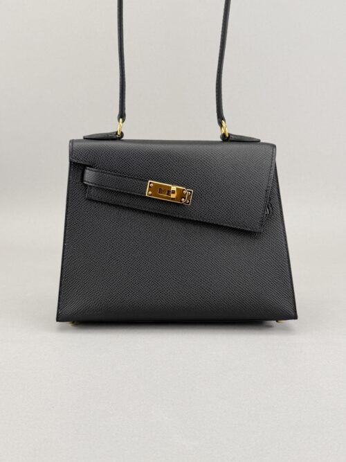 Hermes Mini Kelly 20 Desordre Sellier Epsom Black Gold Hardware B Stamp 2023