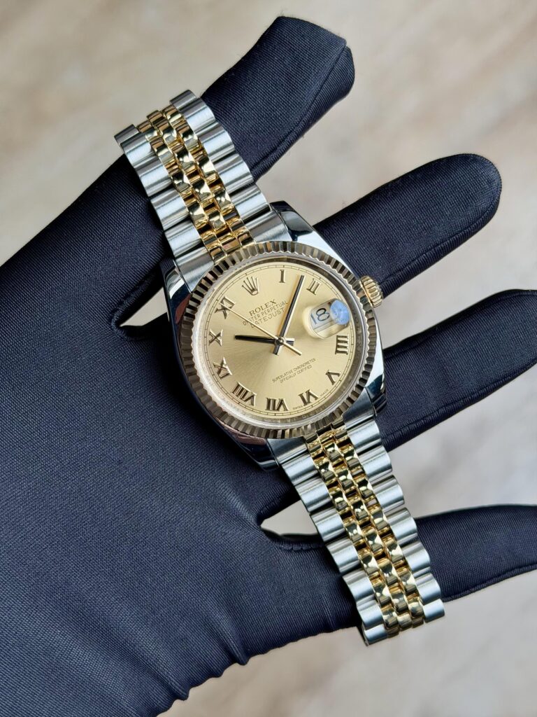 Rolex Datejust 36mm 2013 Champagne Roman Fluted Jubilee Preowned 116233