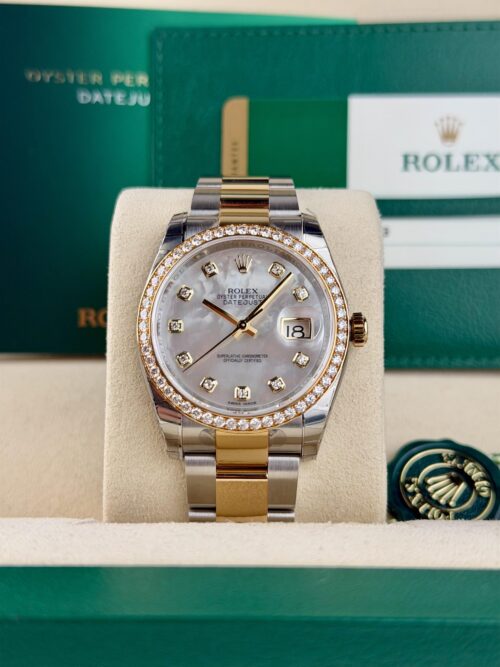 Rolex Datejust 36mm 2017 MOP Pearl Diamond Bezel Oyster Preowned 116243