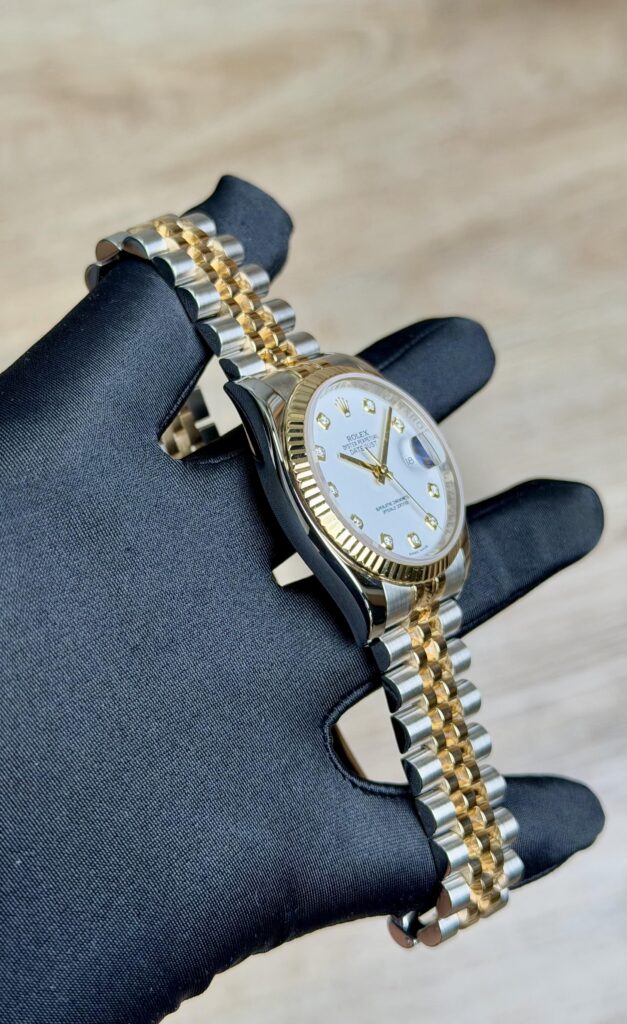 Rolex Datejust 36 White Diamond Fluted Jubilee Preowned 2007 116233