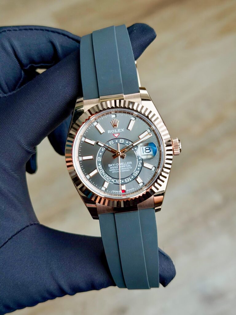 Rolex Sky-Dweller 42mm UNWORN 2026 Slate Grey Index Fluted Oysterflex 336235