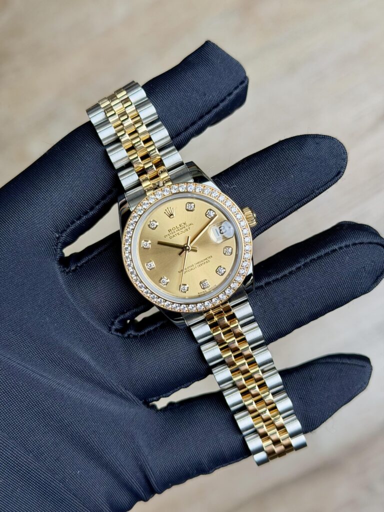 Rolex Datejust 31mm 2018 Champagne Diamond Bezel Jubilee Preowned 178383