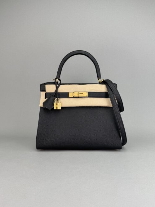Hermes Kelly 28 Retourne Togo Black Gold Hardware G Stamp 2026