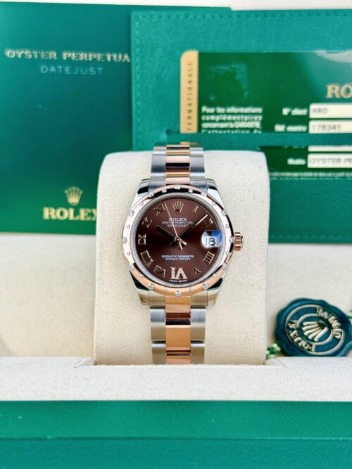 Rolex Datejust 31mm 2012 Chocolate Brown Roman Diamond VI Oyster Preowned 178341