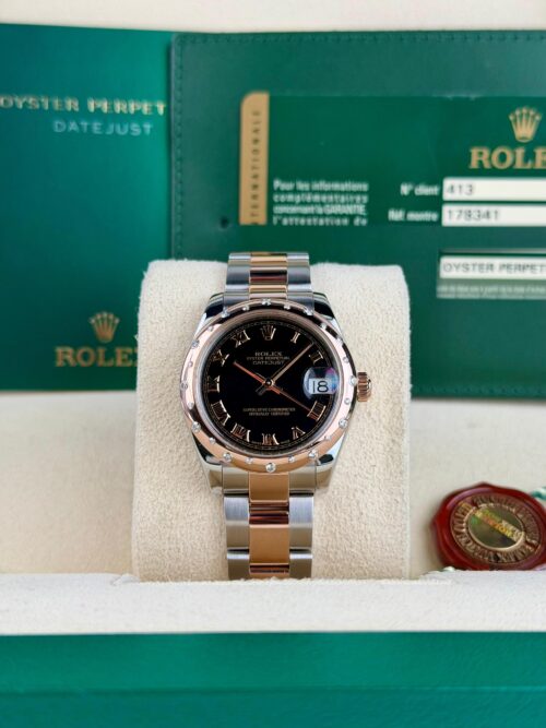 Rolex Datejust 31mm 2012 Black Roman Domed Oyster Preowned 178341