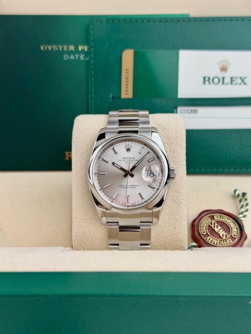 Rolex Oyster Perpetual 34mm 2018 Silver Index Smooth Oyster Preowned 115200