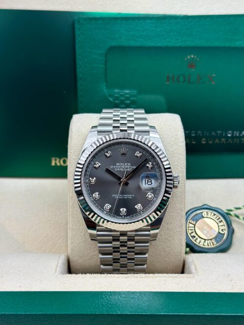 Rolex Datejust 41mm UNWORN 2026 Rhodium Grey Diamond Fluted Jubilee 126334