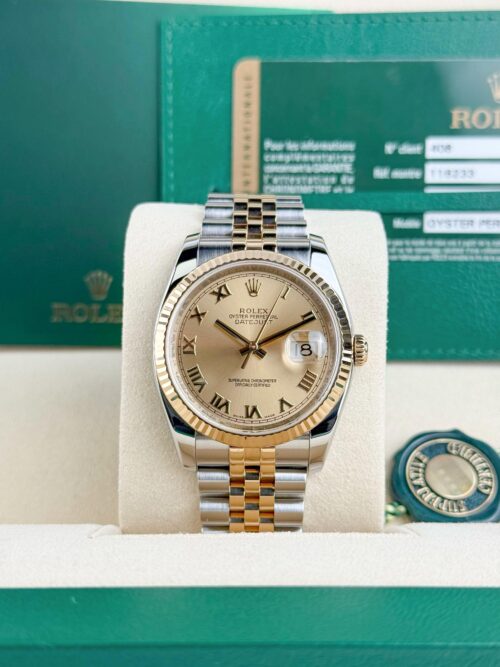 Rolex Datejust 36mm 2013 Champagne Roman Fluted Jubilee Preowned 116233