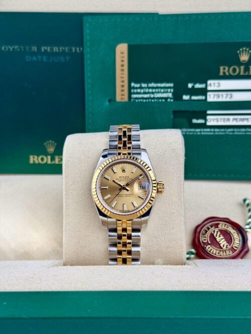 Rolex Datejust 26mm 2013 Champagne Index Fluted Jubilee Preowned 179173