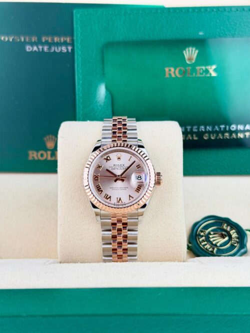 Rolex Datejust 28mm 2020 Rose Pink Sundust Roman Fluted Jubilee Preowned 279171