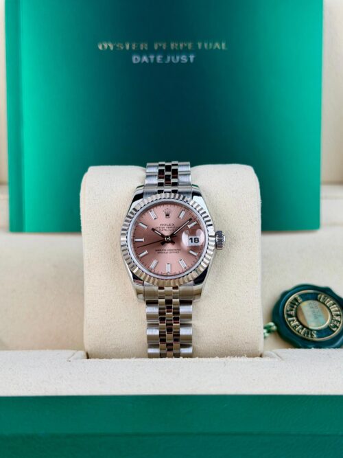 Rolex Datejust 26mm Pink Index Fluted Jubilee Preowned Watch&Box 179174