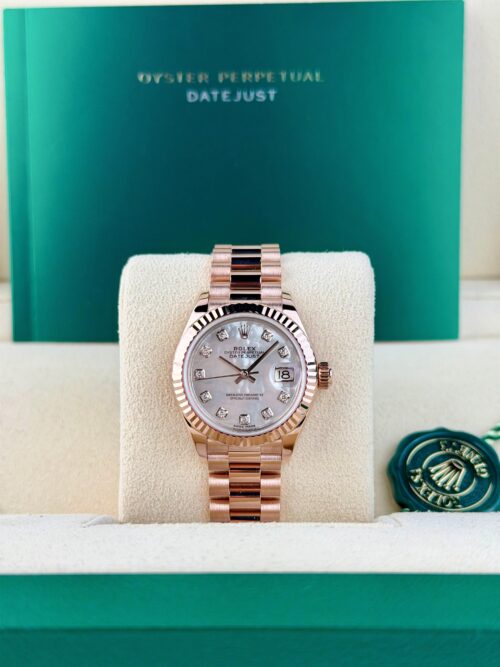 Rolex Datejust 28mm MOP Pearl Diamond Fluted President Preowned Watch&Box 279175