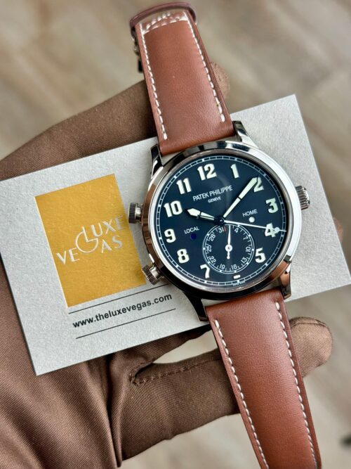 Patek Philippe Calatrava Pilot 42mm Travel Time Blue Arabic 5524G-001