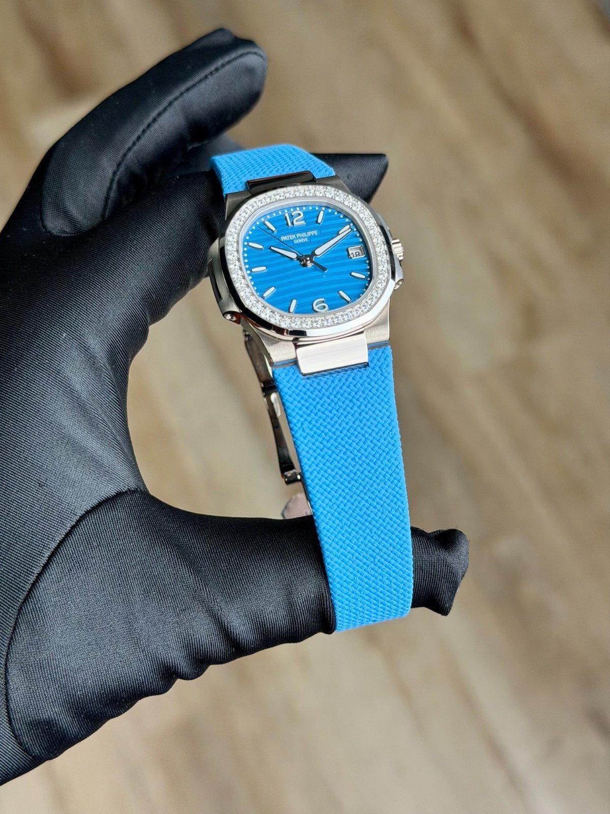 Patek Philippe Nautilus UNWORN 2026 Blue Diamond Bezel Blue Strap 7010G-013