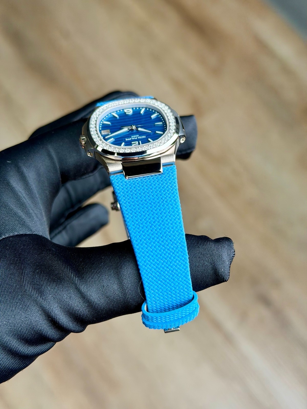 Patek Philippe Nautilus UNWORN 2026 Blue Diamond Bezel Blue Strap 7010G-013