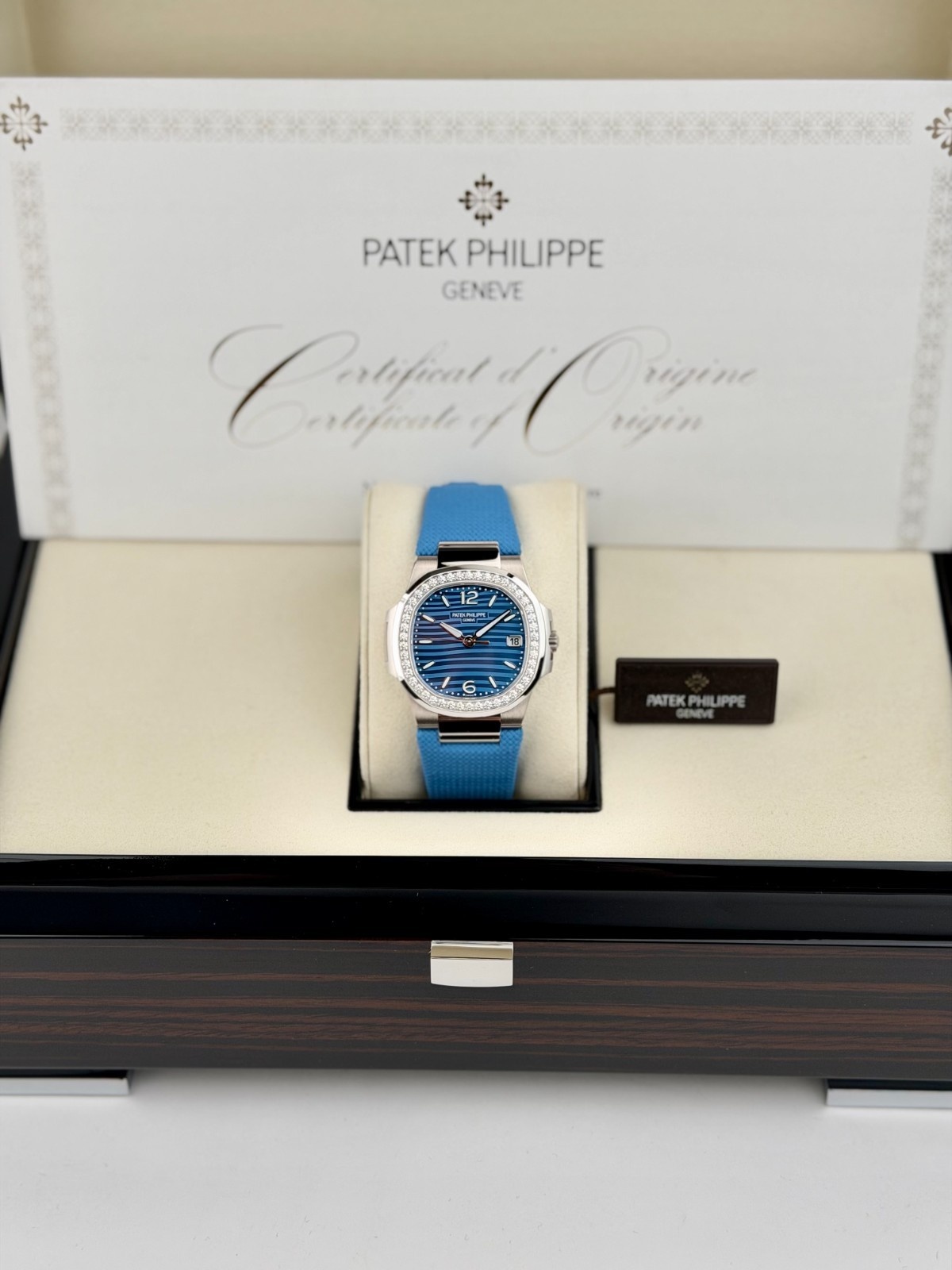 Patek Philippe Nautilus UNWORN 2026 Blue Diamond Bezel Blue Strap 7010G-013