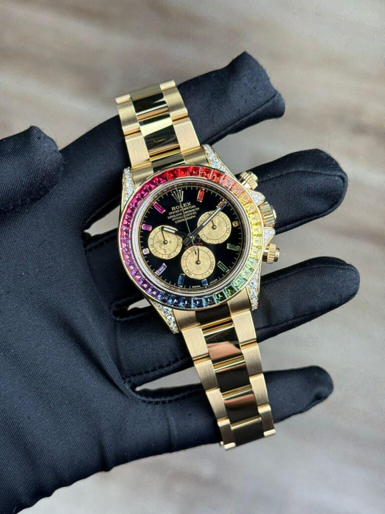 Rolex Daytona UNWORN 40mm Black/Champagne Rainbow Oyster 126598RBOW