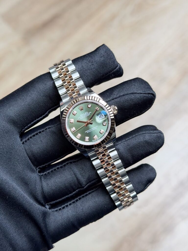 Rolex Datejust 28mm 2019 Olive Green Diamond Fluted Jubilee Preowned 279171