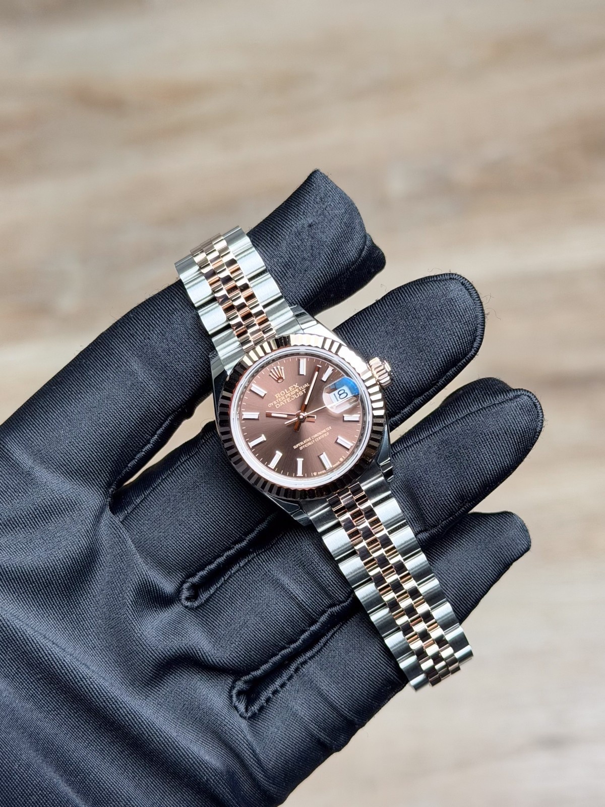 Rolex Datejust 28mm UNWORN 2026 Chocolate Brown Index Fluted Jubilee 279171