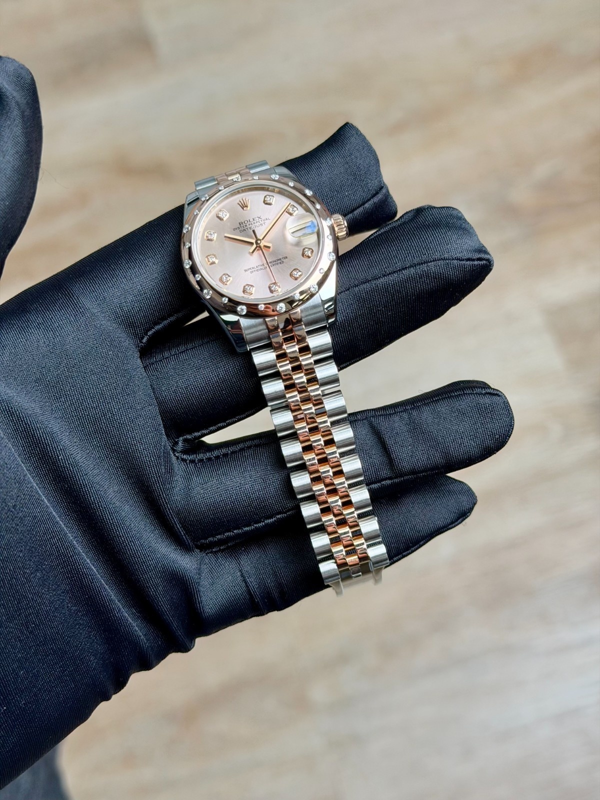 Rolex Datejust 31mm 2017 Rose Pink Diamond Domed Jubilee Preowned 178341