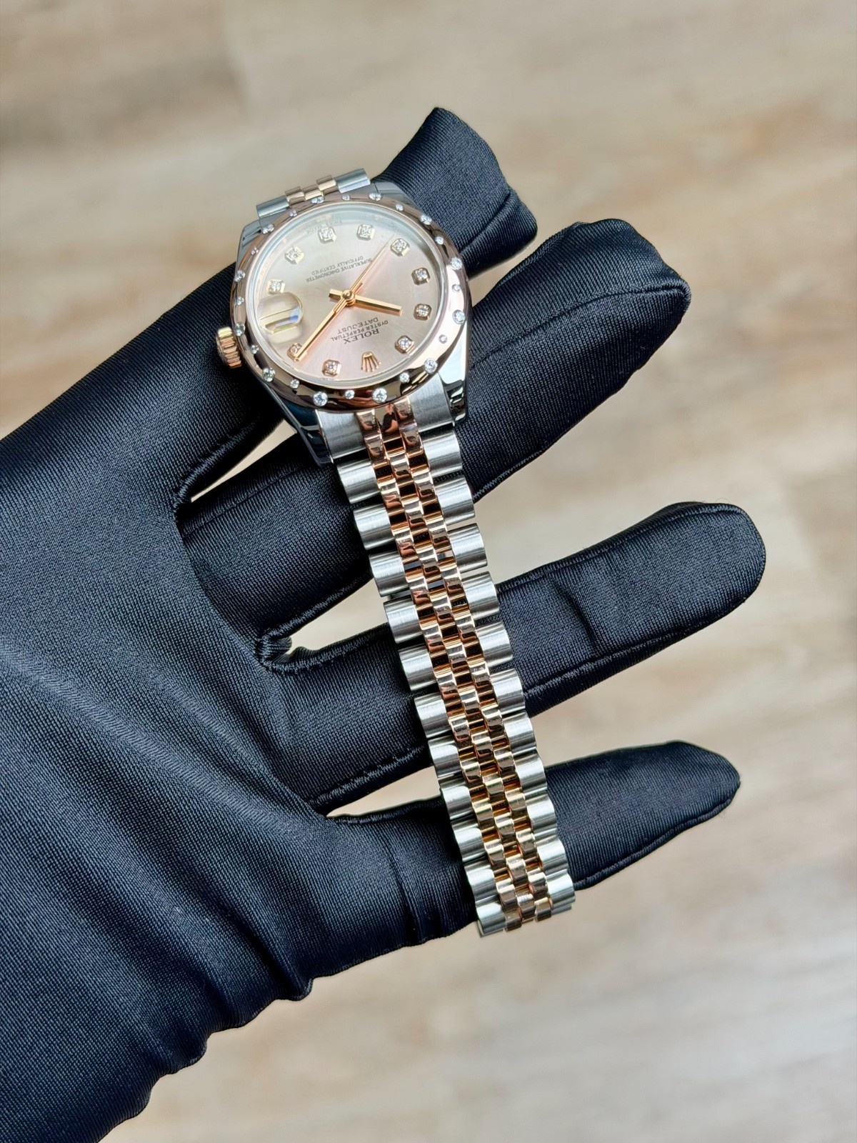 Rolex Datejust 31mm 2017 Rose Pink Diamond Domed Jubilee Preowned 178341