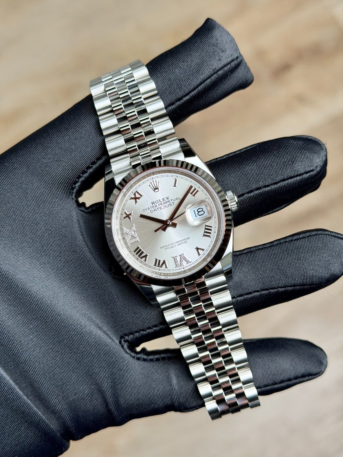 Rolex Datejust 36mm UNWORN 2026 Silver Roman VIIX Diamond Fluted Jubilee 126234