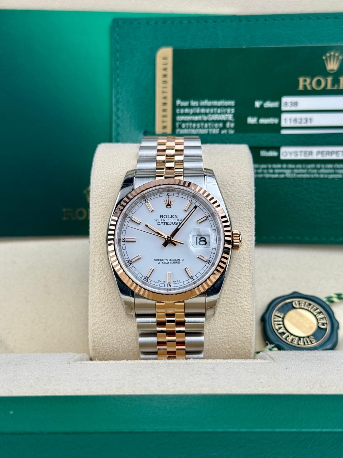 Rolex Datejust 36mm 2010 White Index Fluted Jubilee Preowned 2010 116231