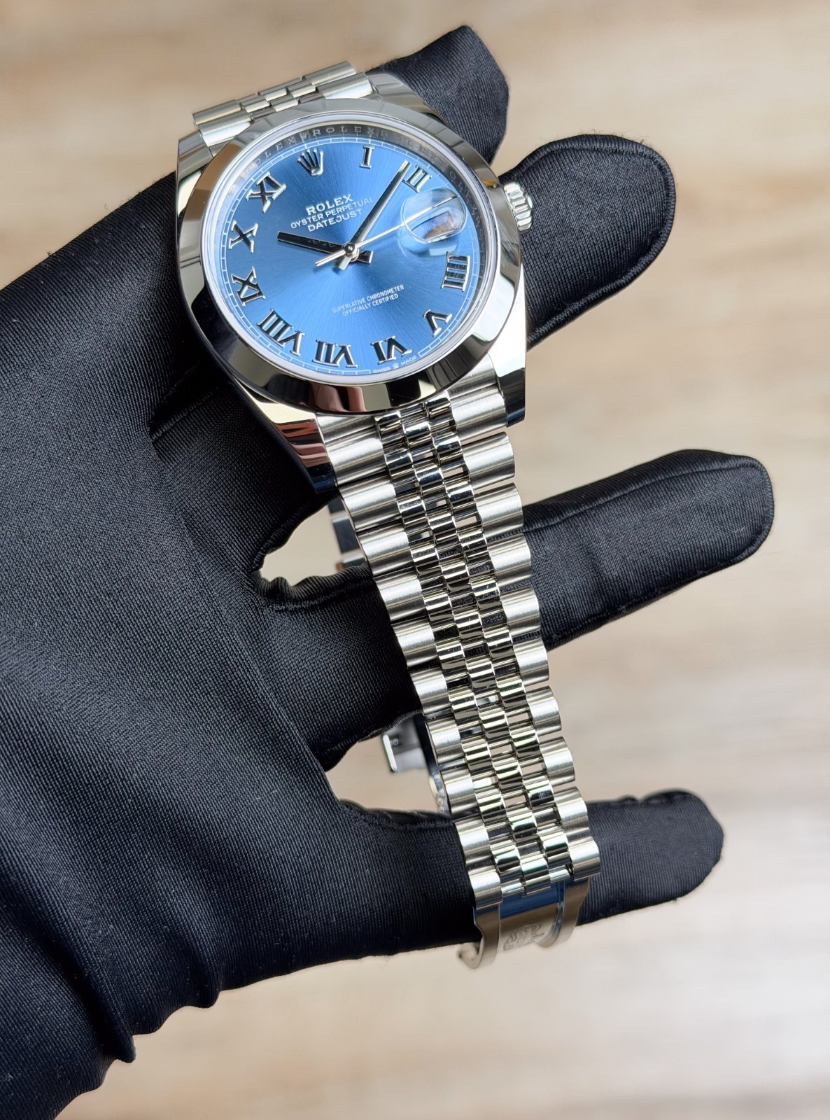 Rolex Datejust 41 Blue Roman Smooth Jubilee Preowned 2024 126300