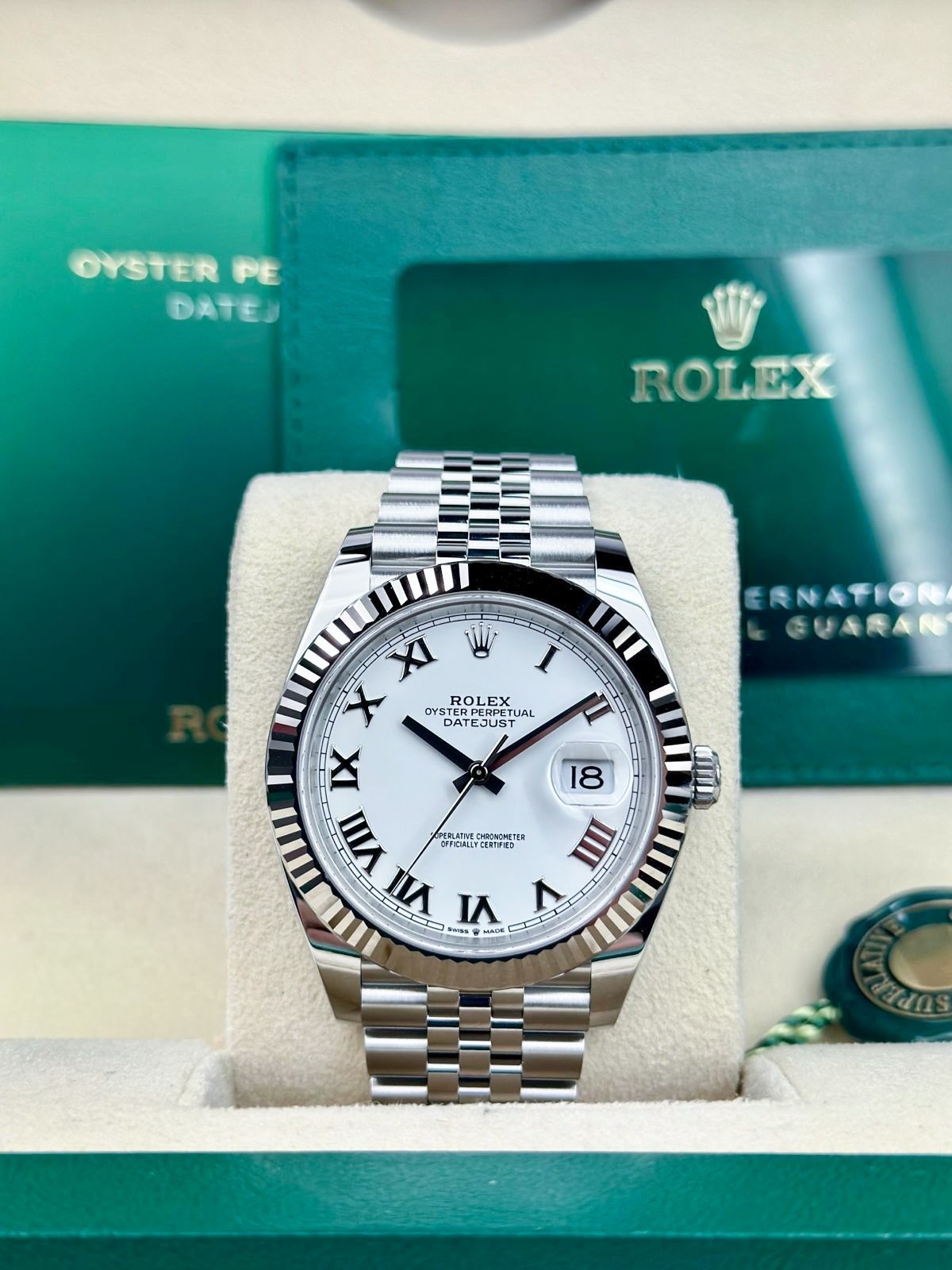 Rolex Datejust 41mm UNWORN 2026 White Roman Fluted Jubilee 126334