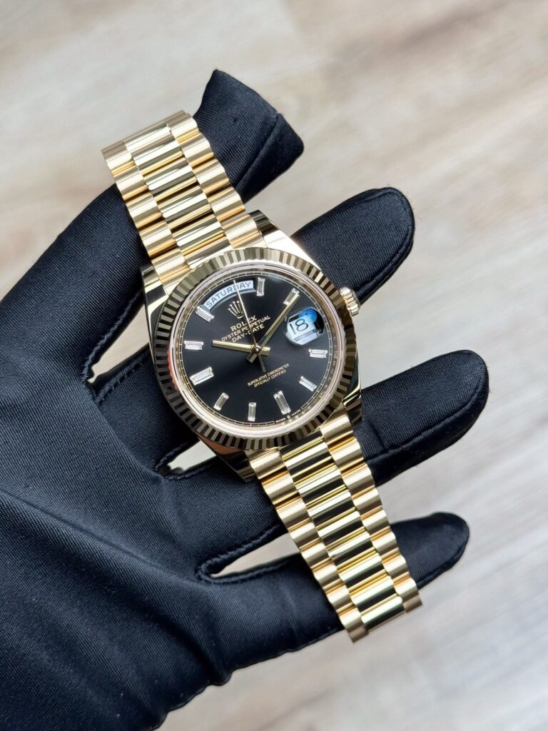 Rolex Day-Date 40 Black Baguette Diamond Fluted President 2025 Unworn 228238