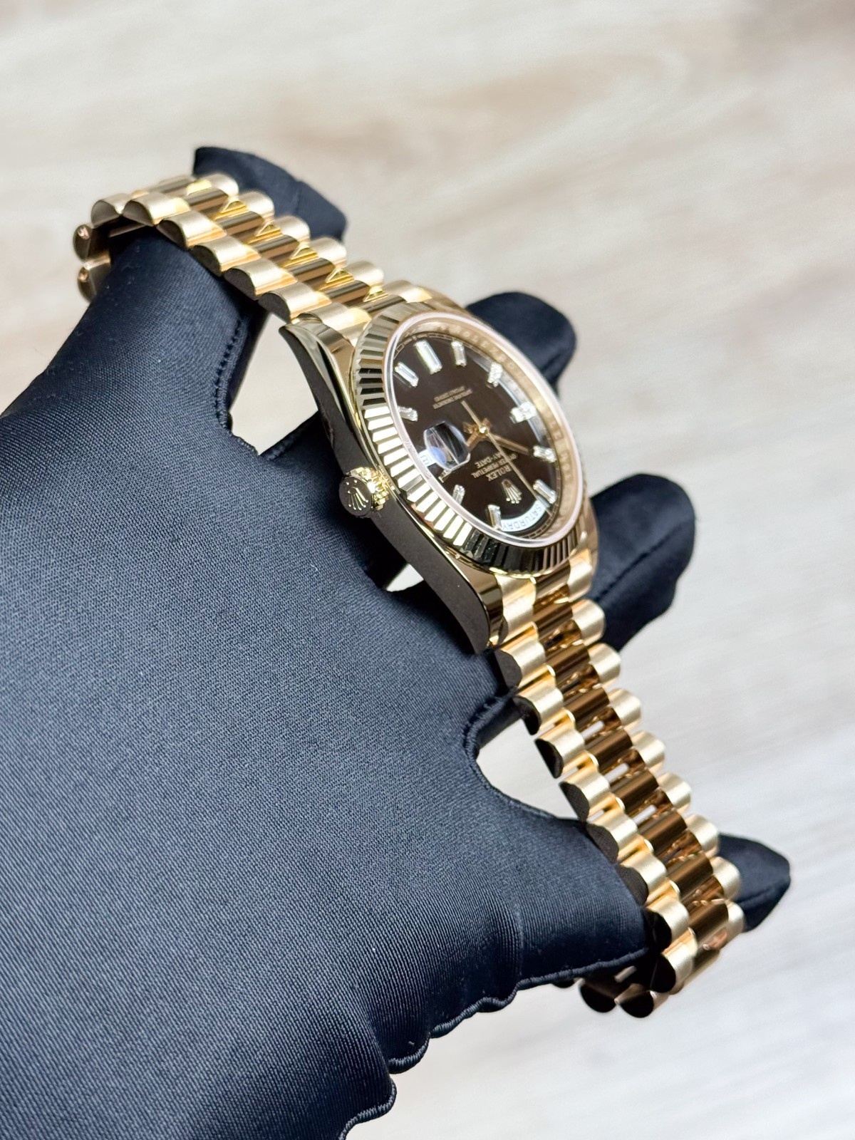 Rolex Day-Date 40 Black Baguette Diamond Fluted President 2025 Unworn 228238