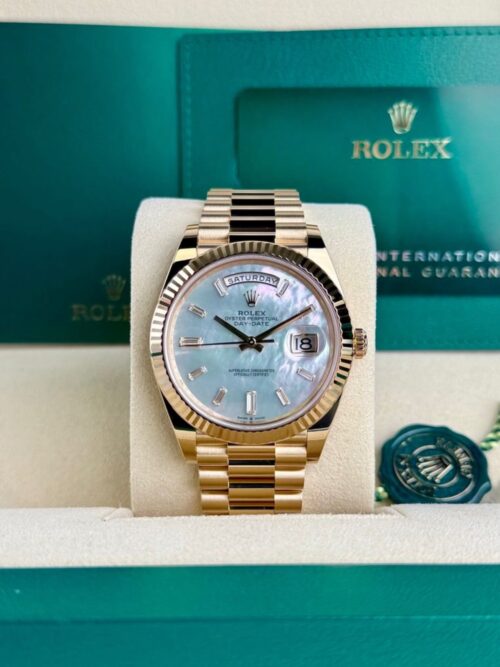 Rolex Day-date 40 MOP Pearl Baguette Diamond Fluted President Unworn 228238
