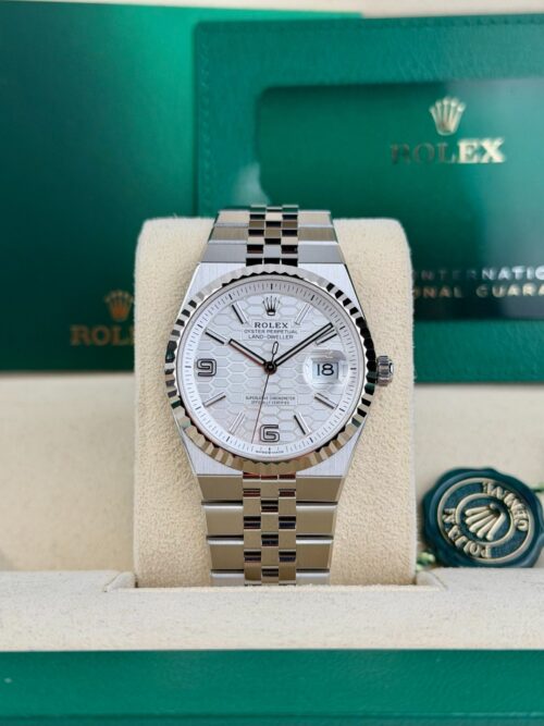 Rolex Land-Dweller 36mm UNWORN 2026 White Honeycomb Fluted Flat Jubilee 127234