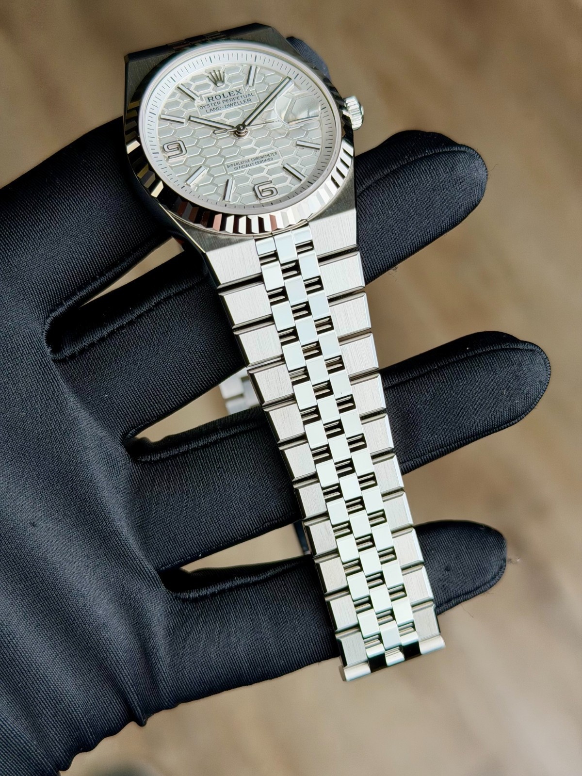 Rolex Land-Dweller 36mm UNWORN 2026 White Honeycomb Fluted Flat Jubilee 127234