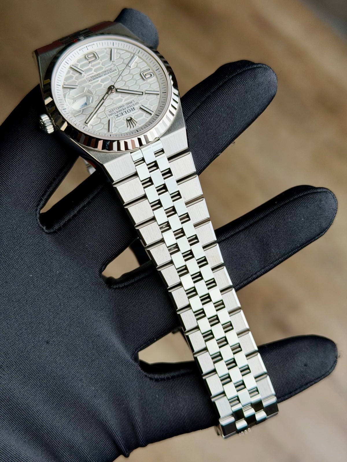Rolex Land-Dweller 36mm UNWORN 2026 White Honeycomb Fluted Flat Jubilee 127234